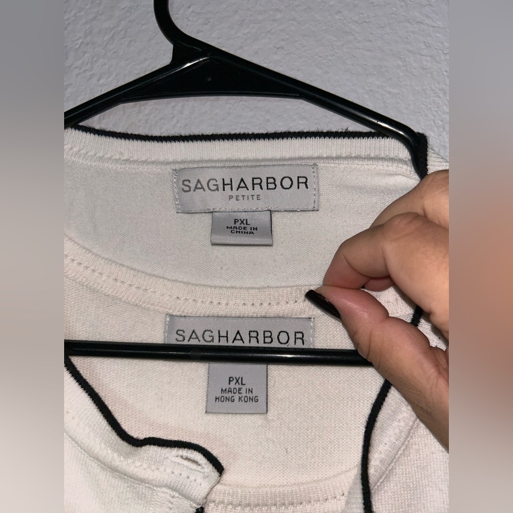 Sag Harbor white T-shirts cardigan set with roses - Picture 4 of 7